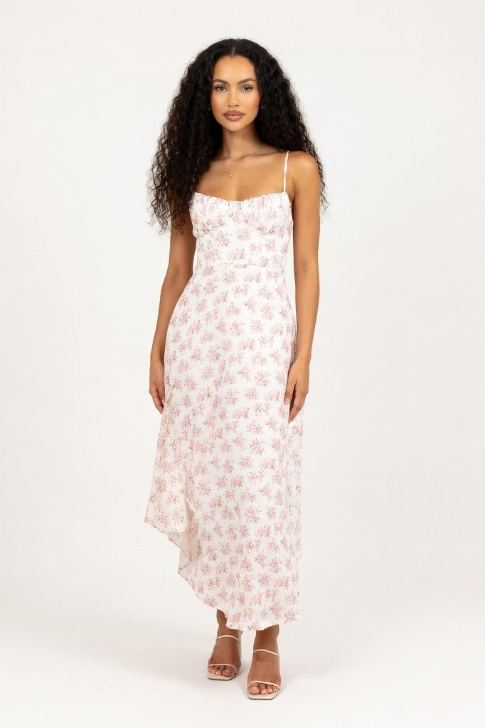 Floral Halter Swing Dress — Pink
