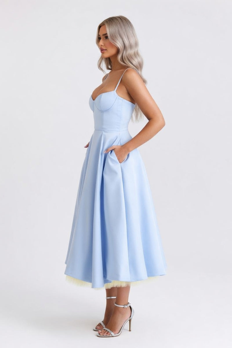 Mesh Double Layer Halter Dress — side view