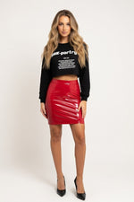 Glossy Mini Skirt — Red