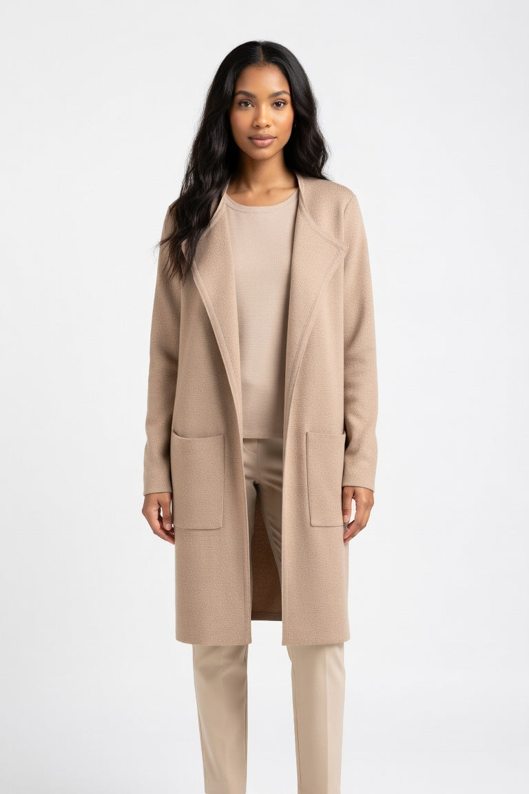 Tailored Wool-Blend Coat — Khaki