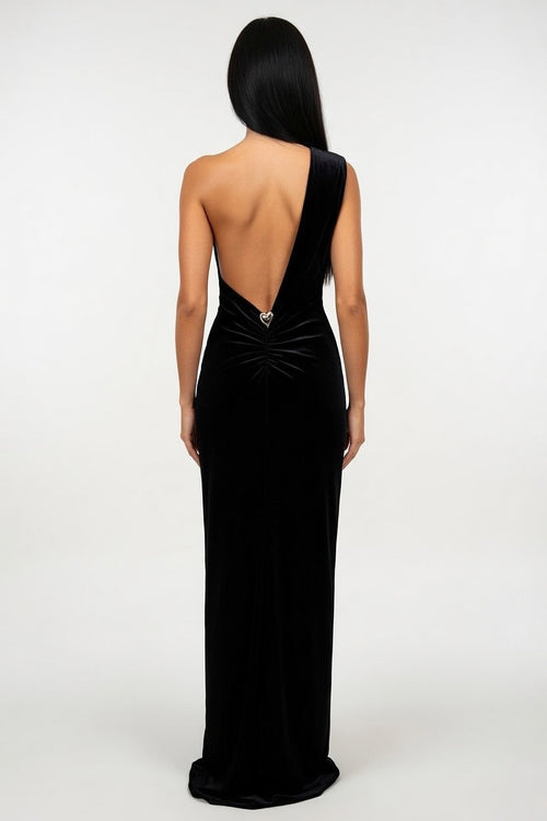 Cut-Out Asymmetric Dress — back view