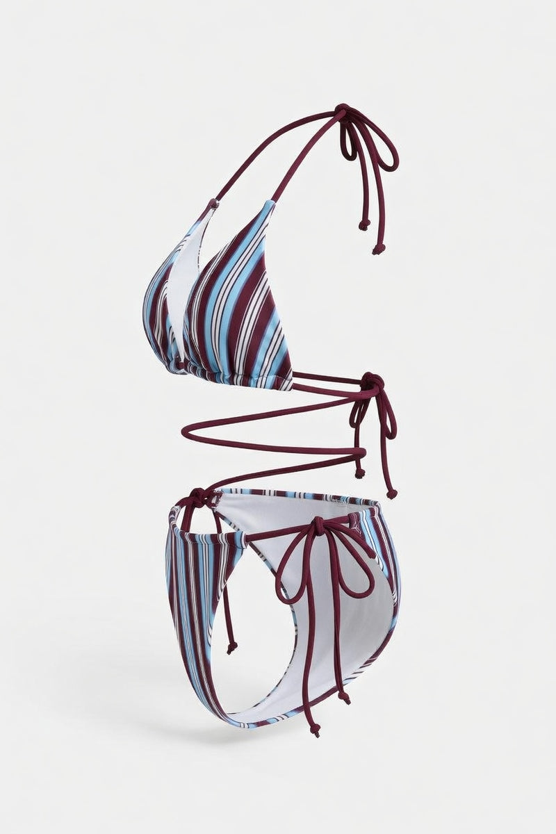 Striped Halter Bikini Set — side view