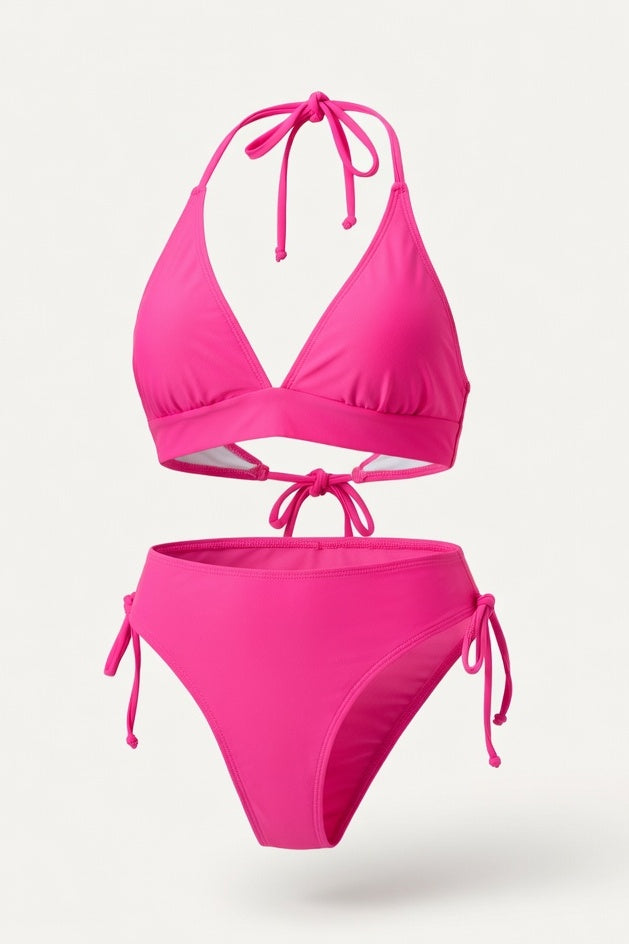Twist Halter Bikini Set — Rose Pink