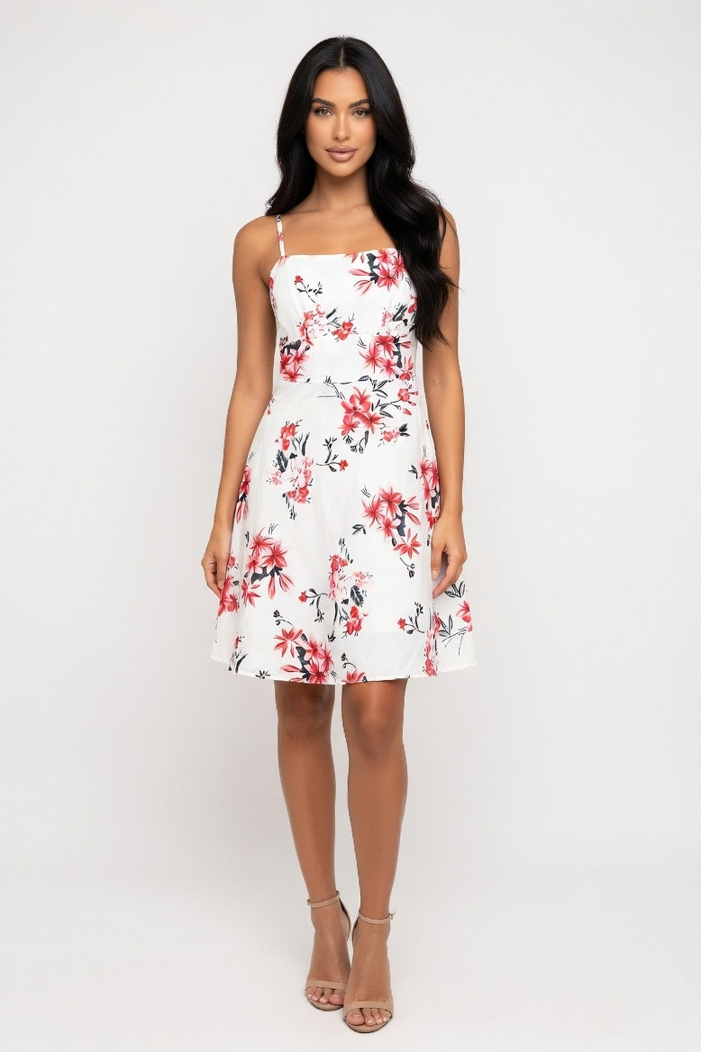 Floral Halter Dress — Burgundy