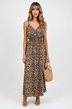 Leopard Print Halter Dress — front view