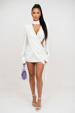 Deep V Cross-Strap Bodycon Dress — front view