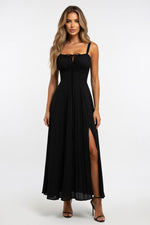 Printed Halter Midi Dress — Black