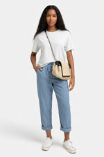 Striped Wide Leg Trousers — Blue