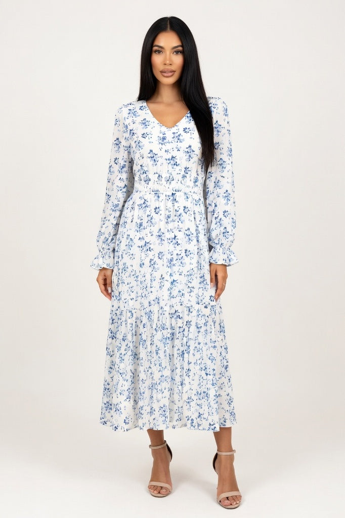 Printed Swing Dress — White