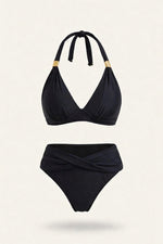 Halter Push-Up Split Swimsuit — front view