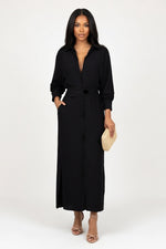 Belted Maxi Dress — Black