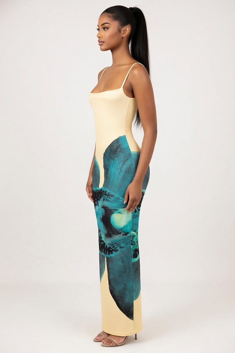 Printed Halter Dress — side view