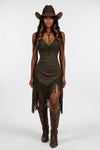 Deep V Halter Tassel Dress