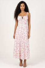 Halter Printed Midi Dress — Orange Pink Floral