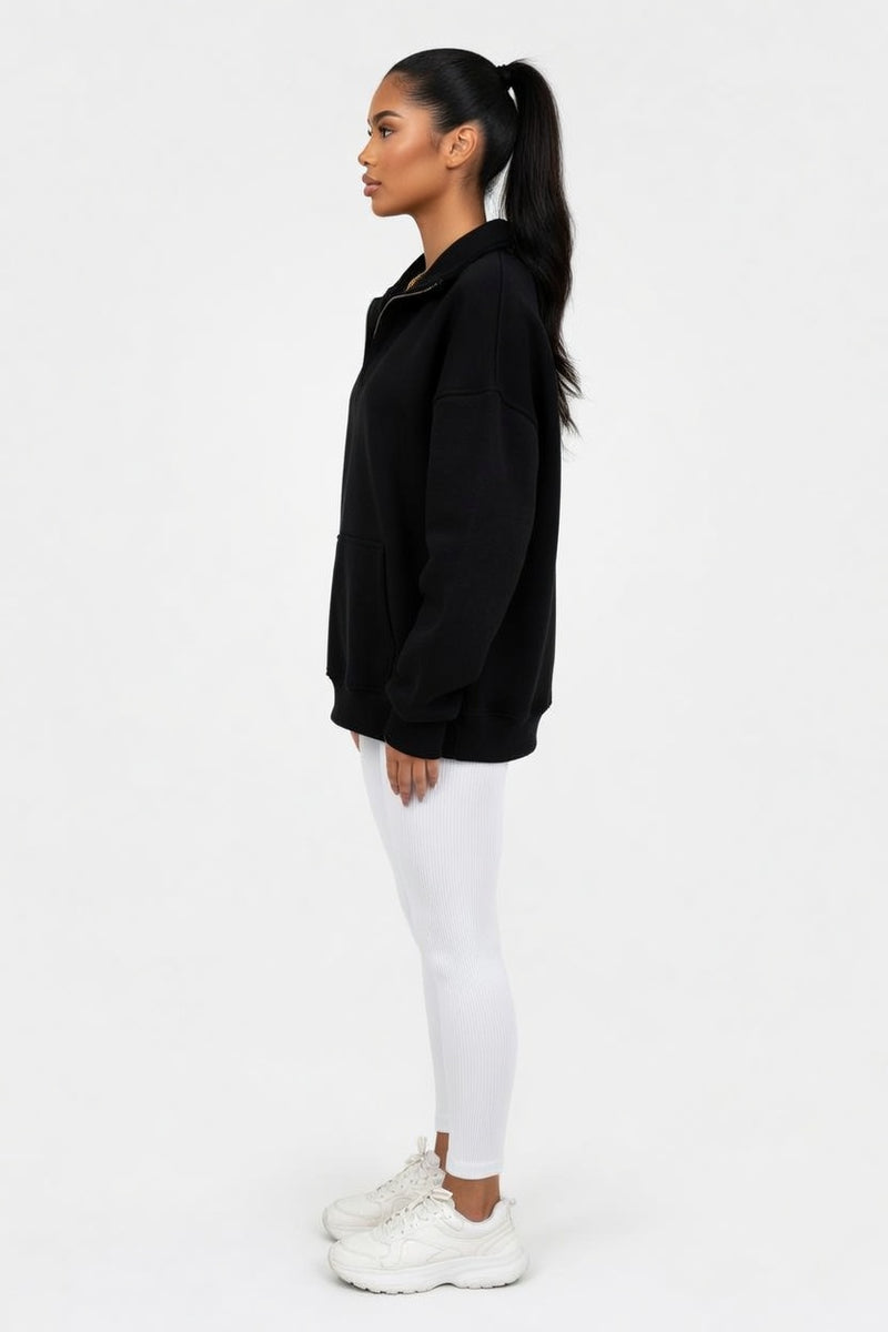 Hooded Sweatshirt with V-Tie Detail — side view