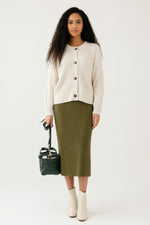 Slit Knit Skirt — Dark Green
