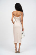 Pearl Strap Satin Dress — back view