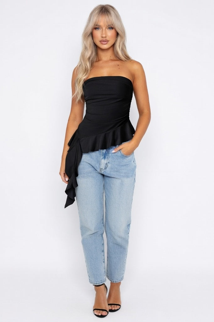 Tassel Tube Top — Black