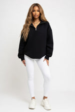 Hooded Sweatshirt with V-Tie Detail — Black