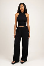 Wide Leg Co-ord Set — Black