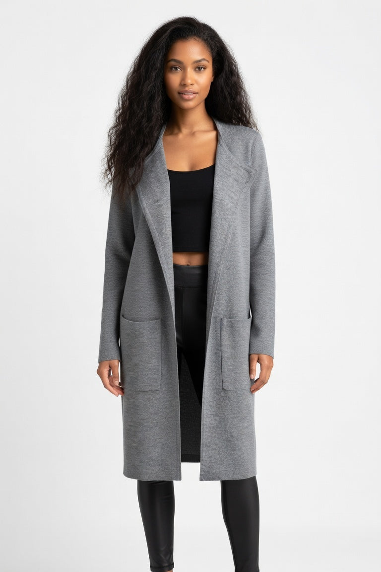 Tailored Wool-Blend Coat — Dark Grey
