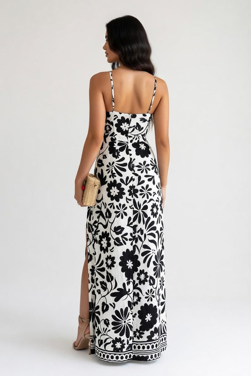 Printed Halter Wide-Leg Jumpsuit — back view