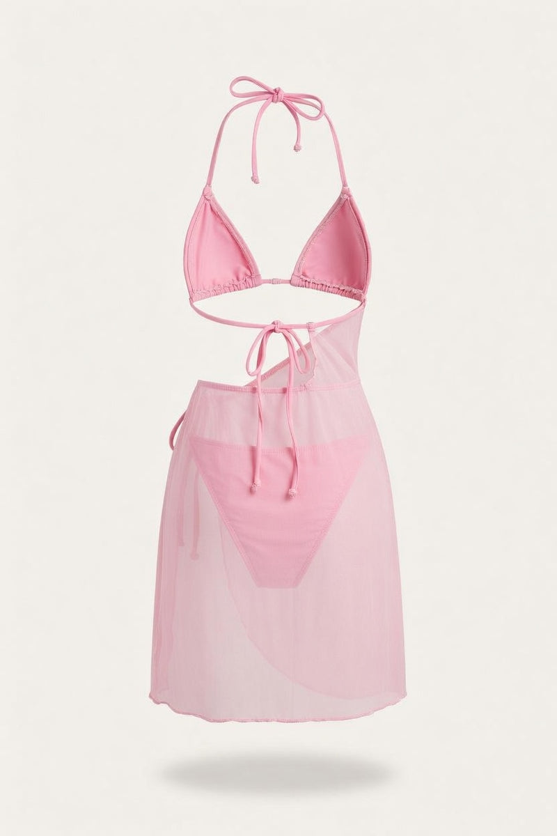 Mesh Cover-Up Bikini Set — back view