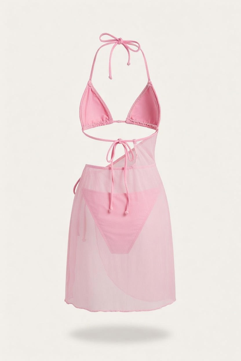 Mesh Cover-Up Bikini Set — back view