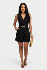 V-Neck Jumpsuit with Pockets — front view