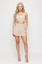 High Waisted Mini Skirt with Safety Shorts — front view