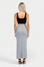 Side Slit Knit Midi Skirt — back view
