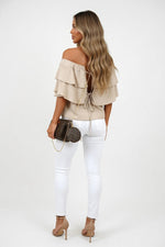 Off Shoulder Chiffon Top — back view