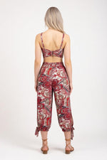 Contrast Print Wide Leg Trousers — back view