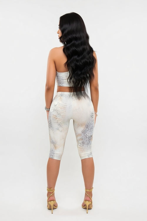 One Shoulder Leopard Co-Ord Set — back view
