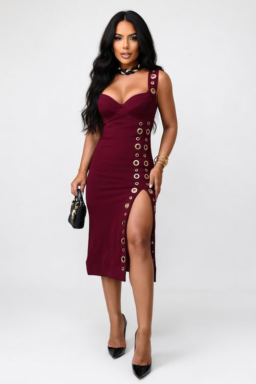 Button Detail Bodycon Dress — front view