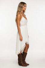 Lace Halter Midi Dress — side view