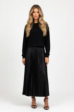 Knit Pleated Hybrid Dress — Black