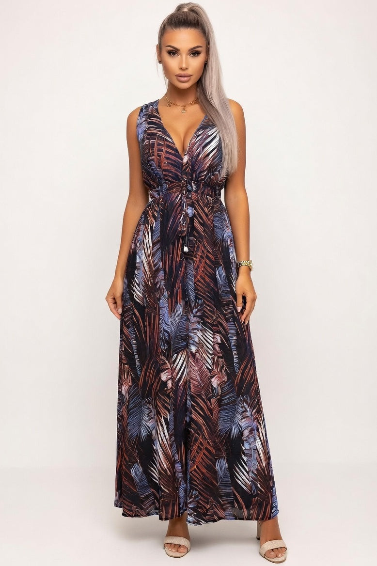 Open Back Print Dress — Orange Print