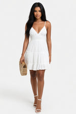 Lace Halter Dress — White
