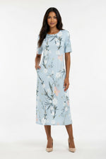 Printed Round Neck Pocket Dress — front view