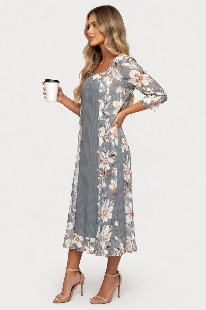 Colour Block Print Shirt Dress — side view