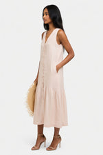 Cotton Slip Dress V-Neck — side view