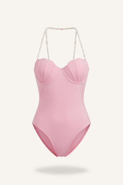 Shell Cup One-Piece Swimsuit — Pink