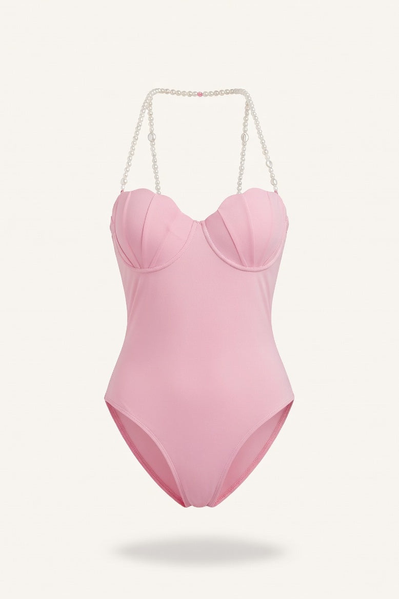 Shell Cup One-Piece Swimsuit — Pink