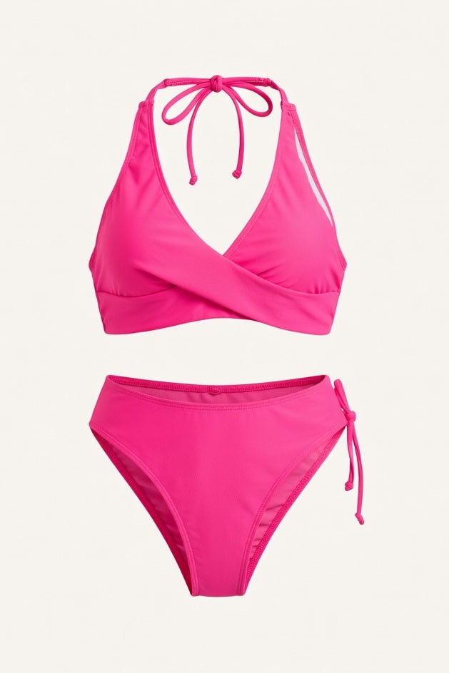 Twist Strap Bikini — Rose Pink