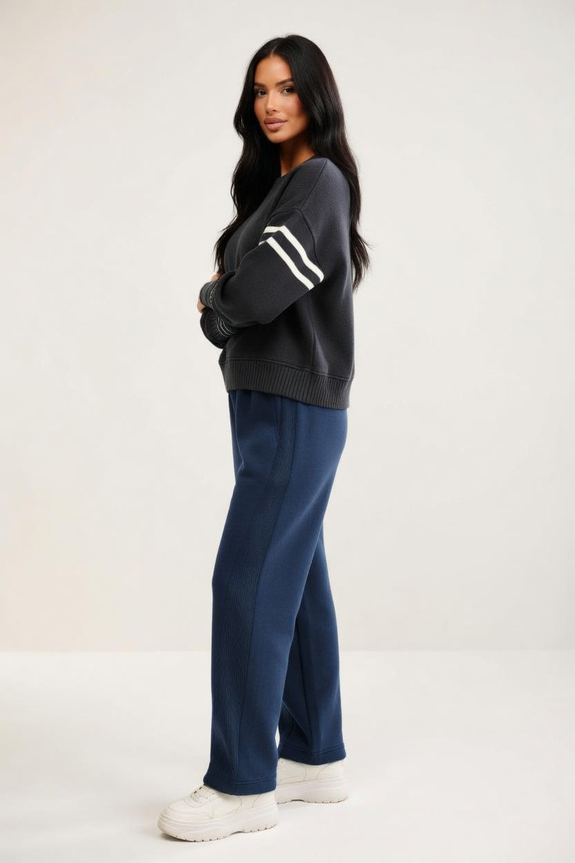 High-Waisted Straight Leg Trousers — side view