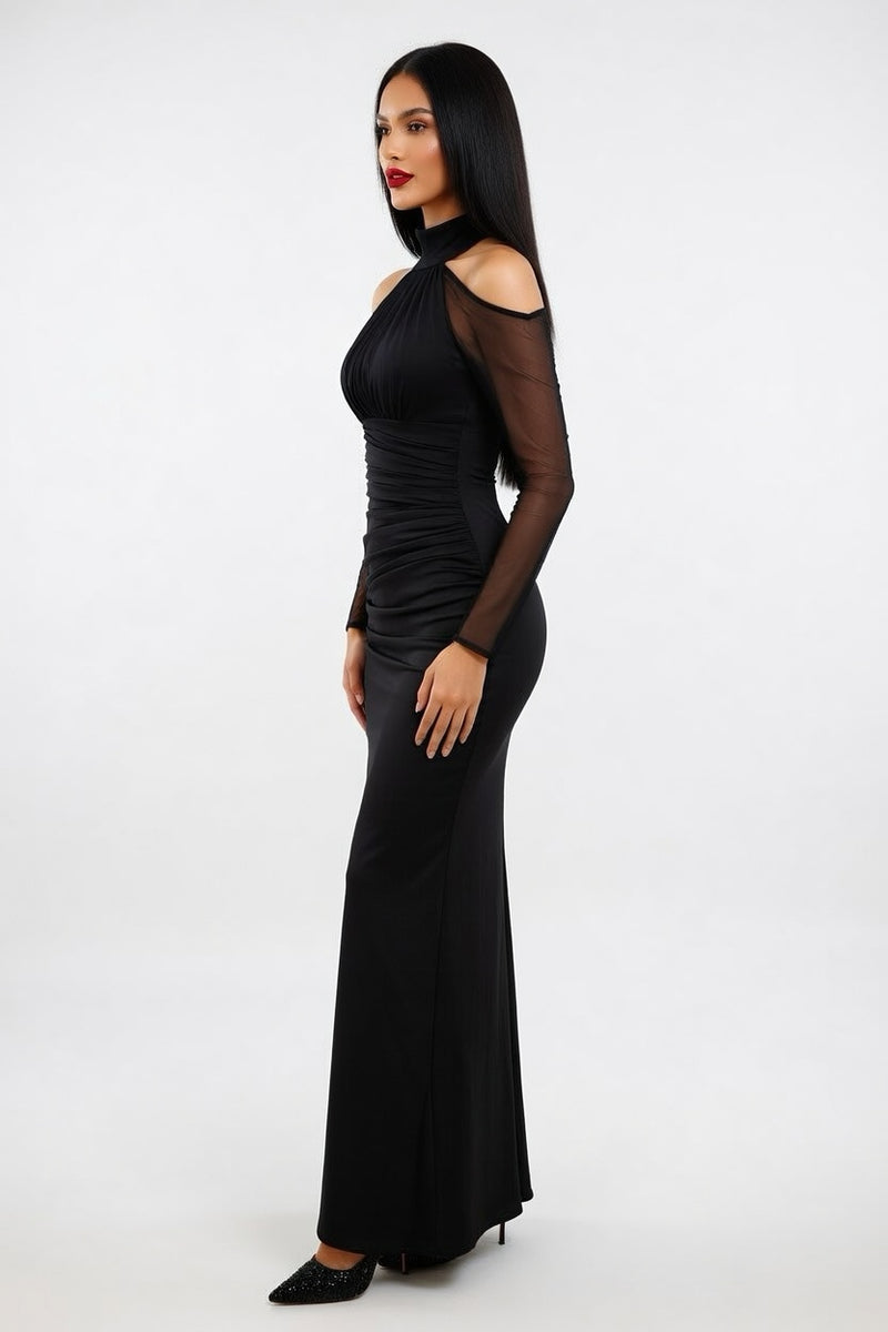 Draped Fishtail Dress — side view