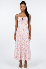 Printed Halter Maxi Dress — Orange Pink Floral