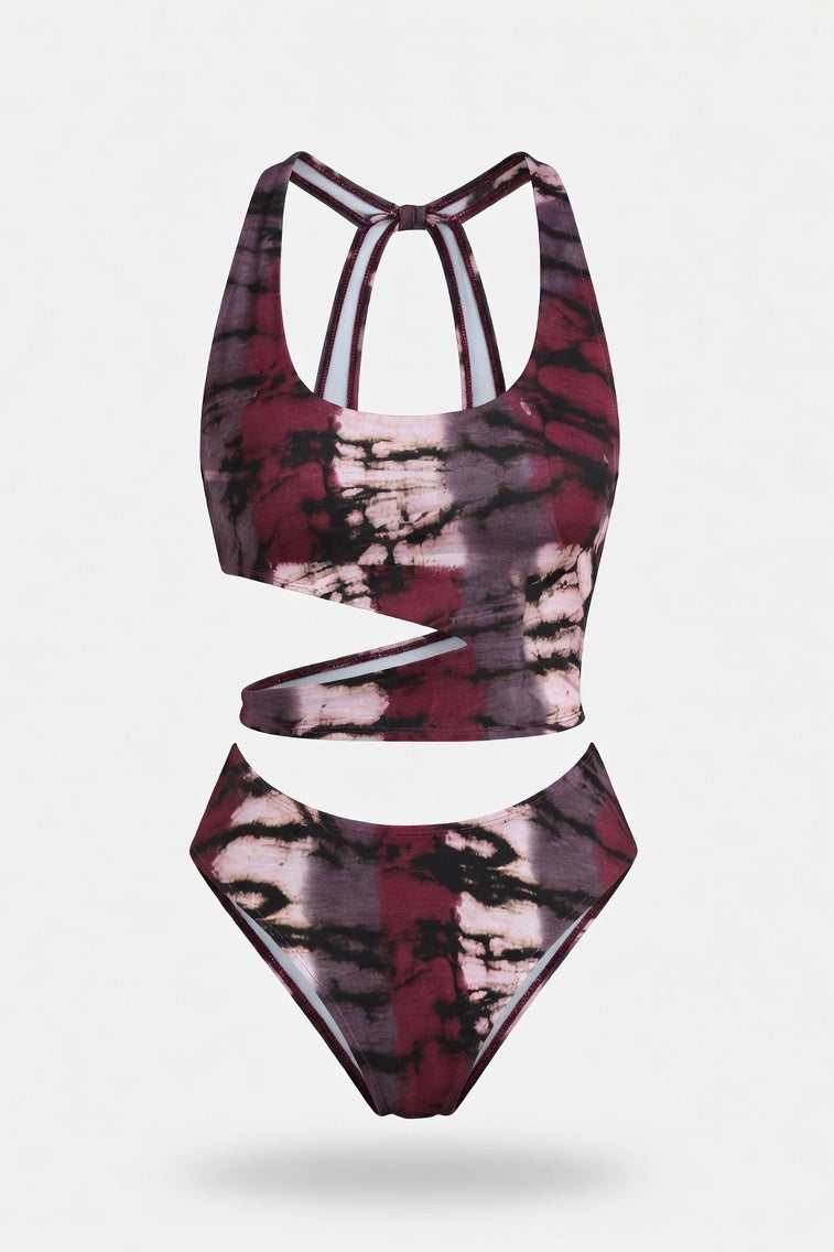 Cut-Out One-Piece Swimsuit — Purple