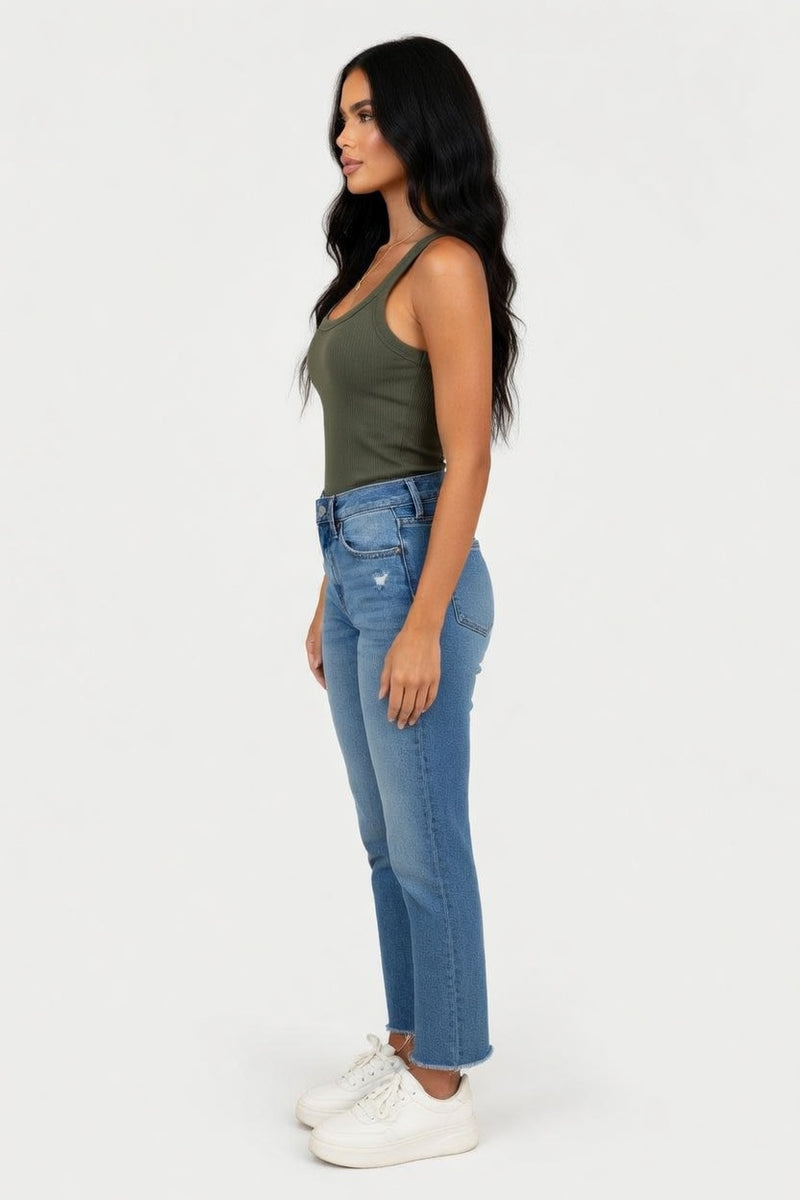 Cotton Blend Round Neck Vest — side view
